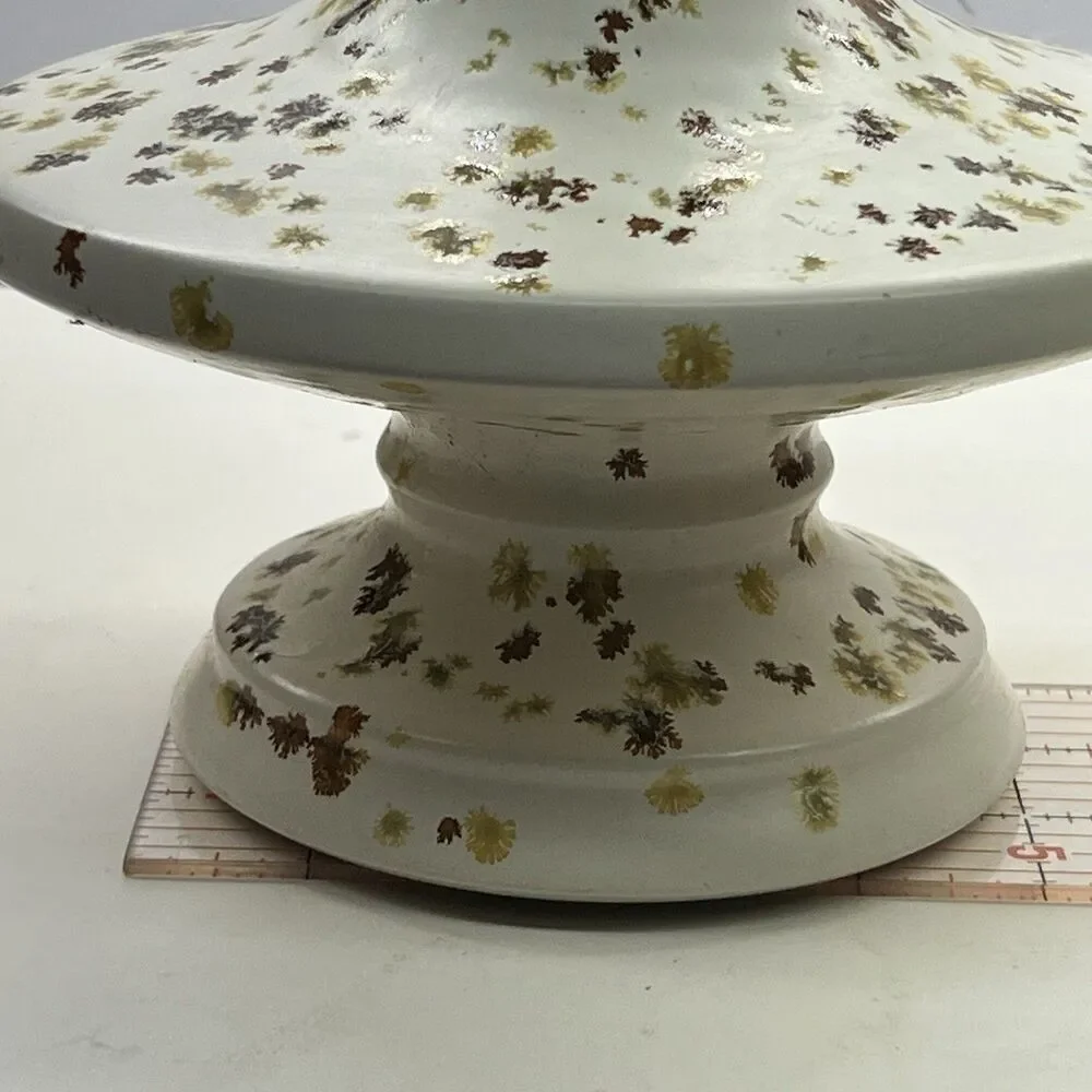 RARE MCM Vintage-1970s Speckled Vase w/ Tapered Neck-Pedestal -Orange/Brown 11”